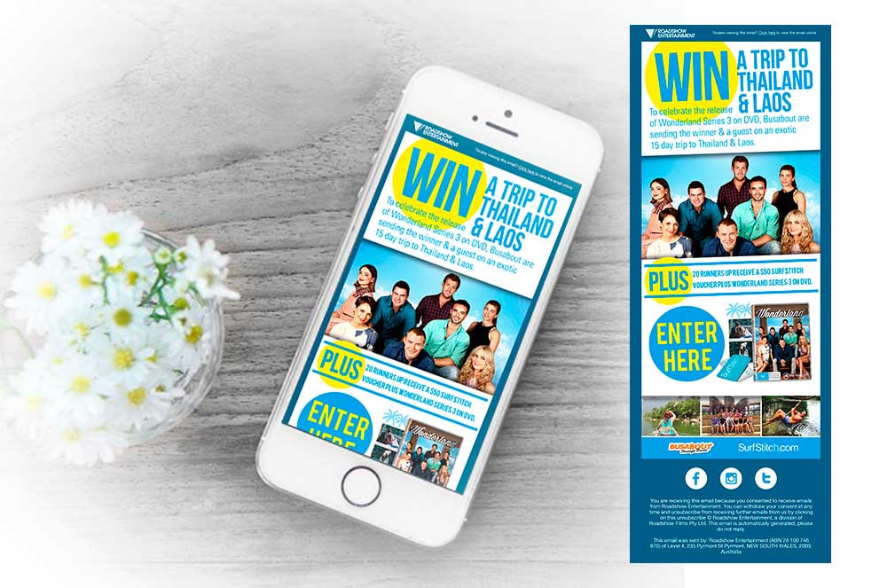 Wonderland email promotion